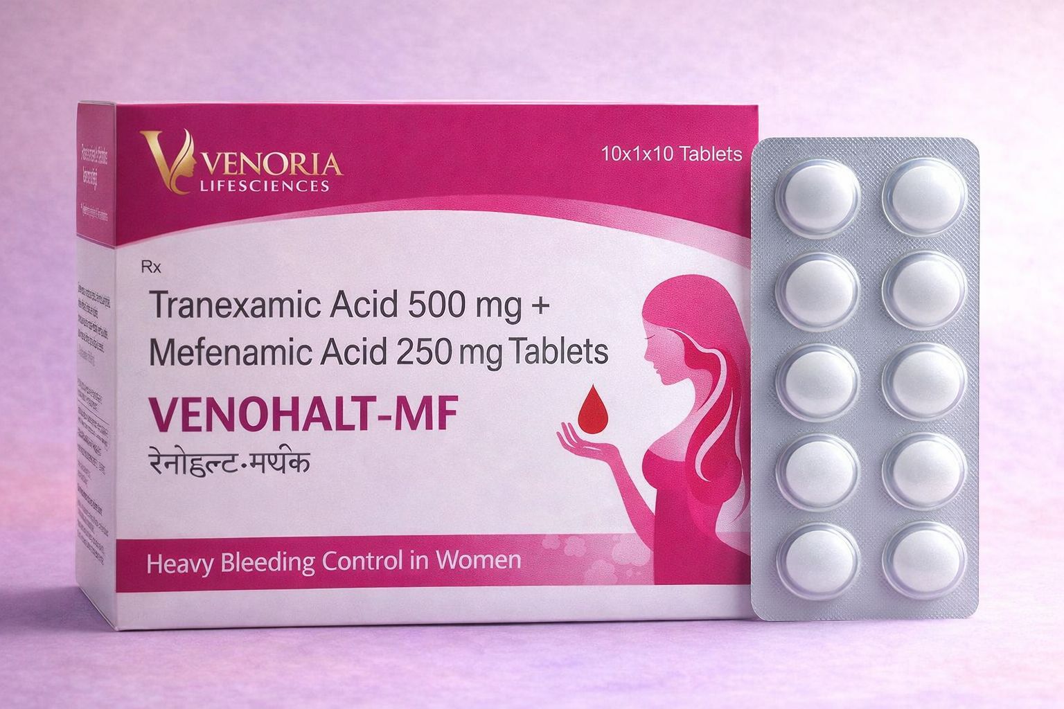 Venohalt MF product pack for heavy bleeding control